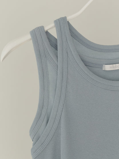 【MARAN】Mei Ribbed Sleeveles-BLUE