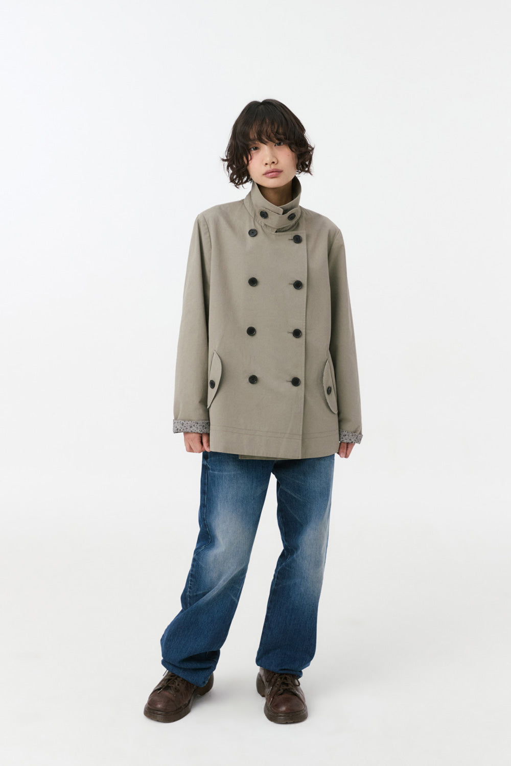 VINTAGE FLORAL HALF COAT, KHAKI
