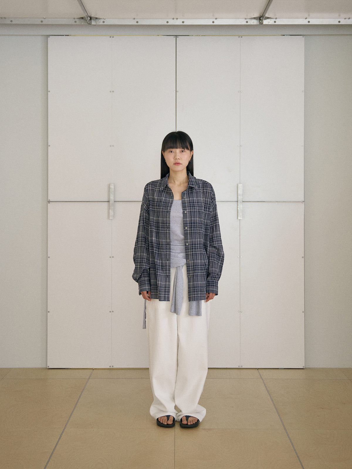 Check Wire Shirt - Navy 12
