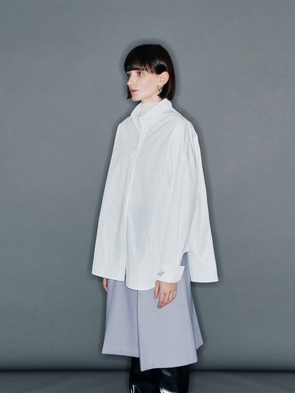arik korean fashion wide leg wool half pants frost blue