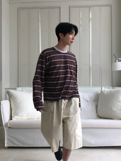 Embroidered Logo Stripe Ringer Long Sleeve Tee 11