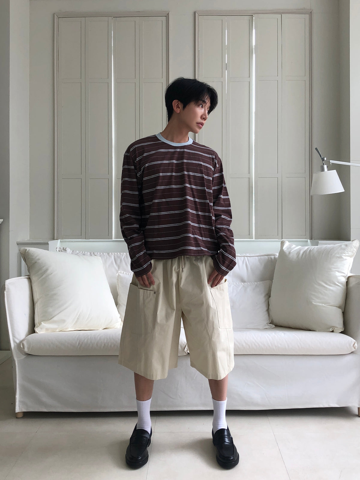 Embroidered Logo Stripe Ringer Long Sleeve Tee 12
