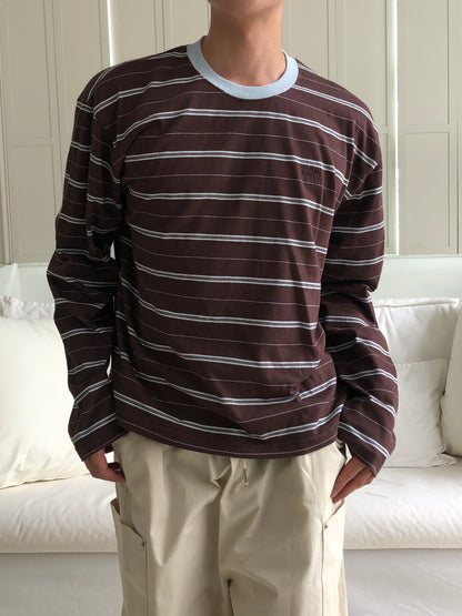 Embroidered Logo Stripe Ringer Long Sleeve Tee 17