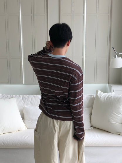 Embroidered Logo Stripe Ringer Long Sleeve Tee 3
