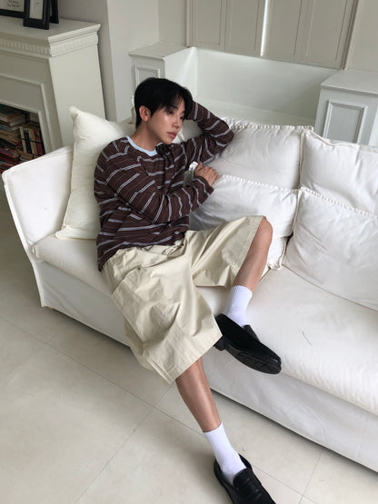 Embroidered Logo Stripe Ringer Long Sleeve Tee 4