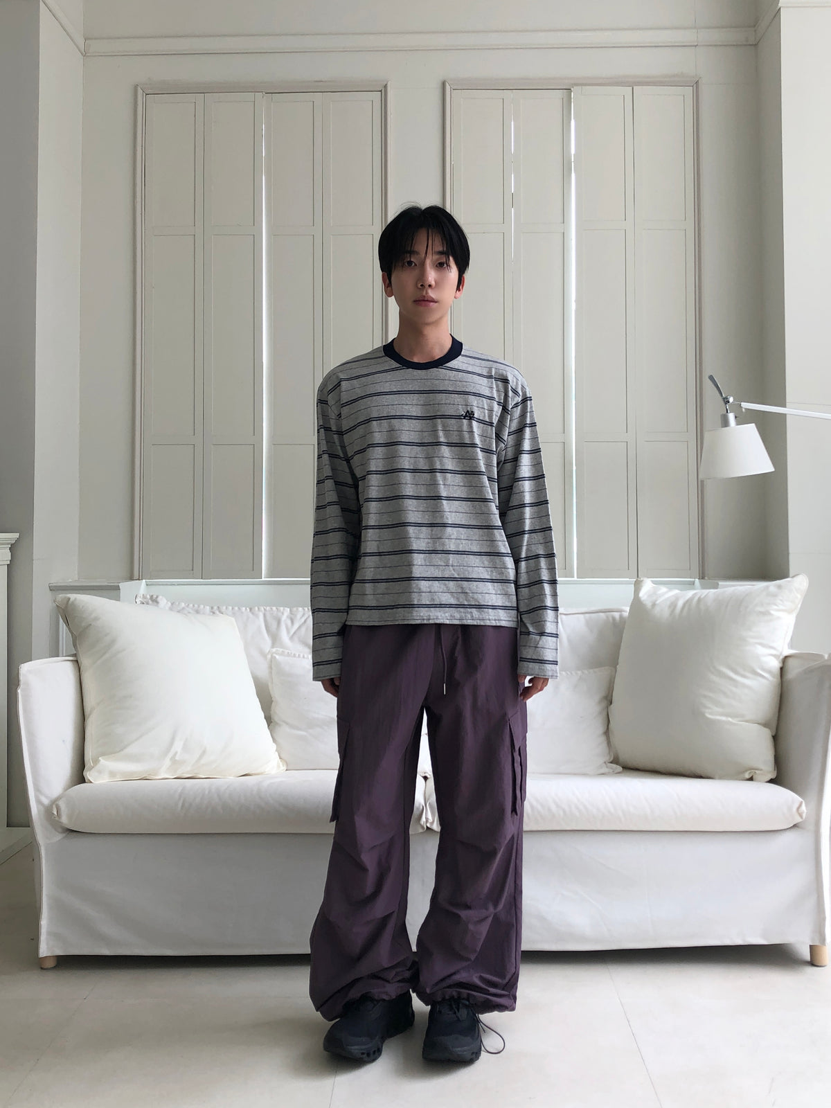 Embroidered Logo Stripe Ringer Long Sleeve Tee 5
