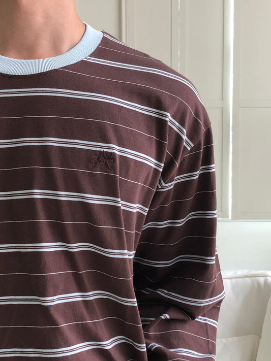 A Stripe Ringer Long Sleeve Brown detail