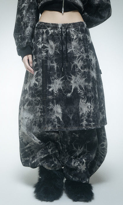 Reculer Pipe dyed denim skirt pants(ブラック) 商品画像1/6