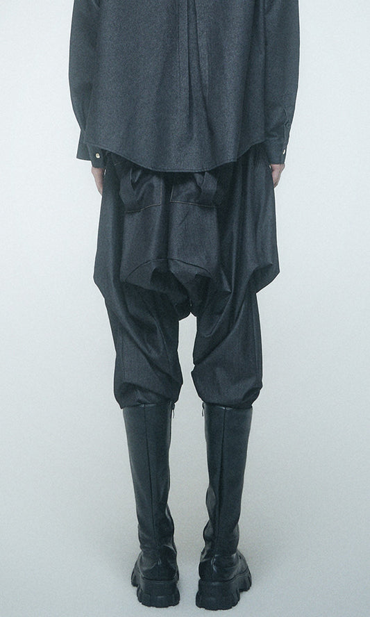 【Reculer レキュリー】Skirt silhouette baggy pants Like Denim Black