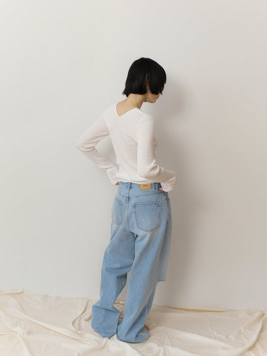 Knee Damage Denim Pants - Light Indigo 4