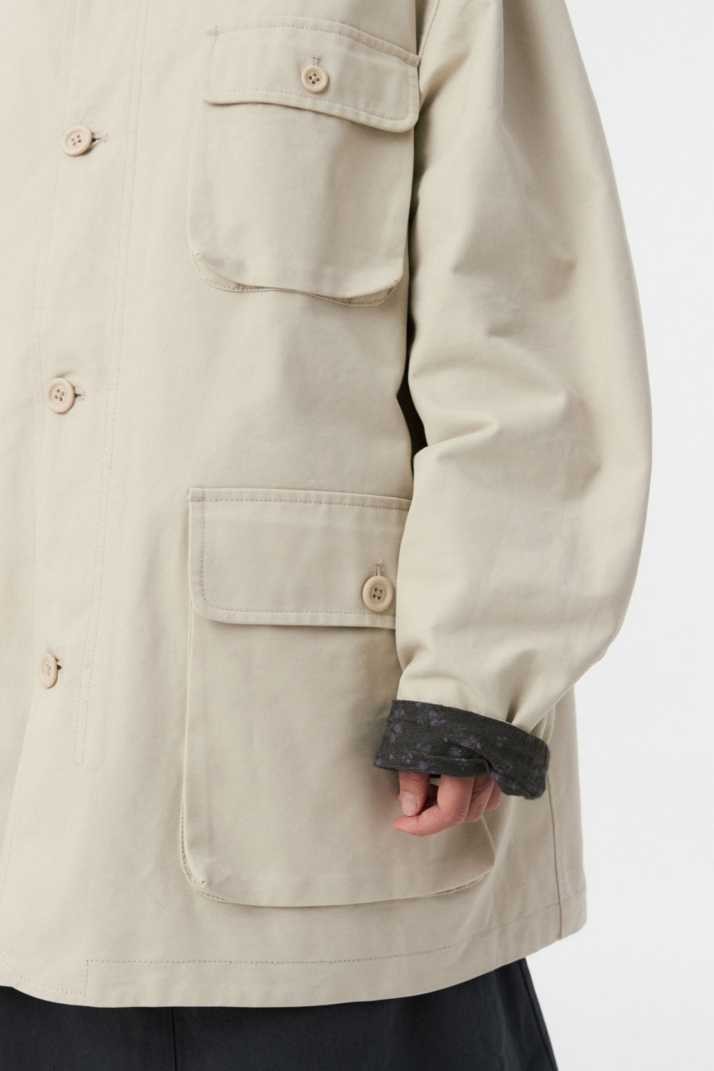 REVERSIBLE FLORAL COTTON JACKET, BEIGE