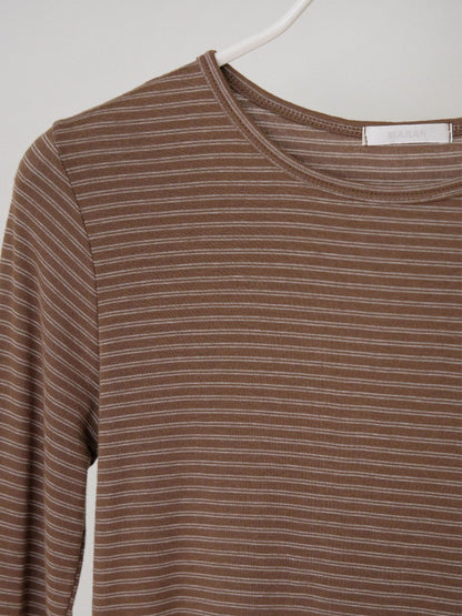 Rib Stripe Long Sleeve - Brown 1
