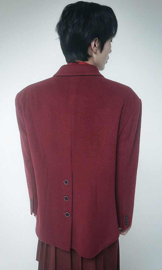 Reculer Back button single jacket(バーガンディ) 商品画像1/5