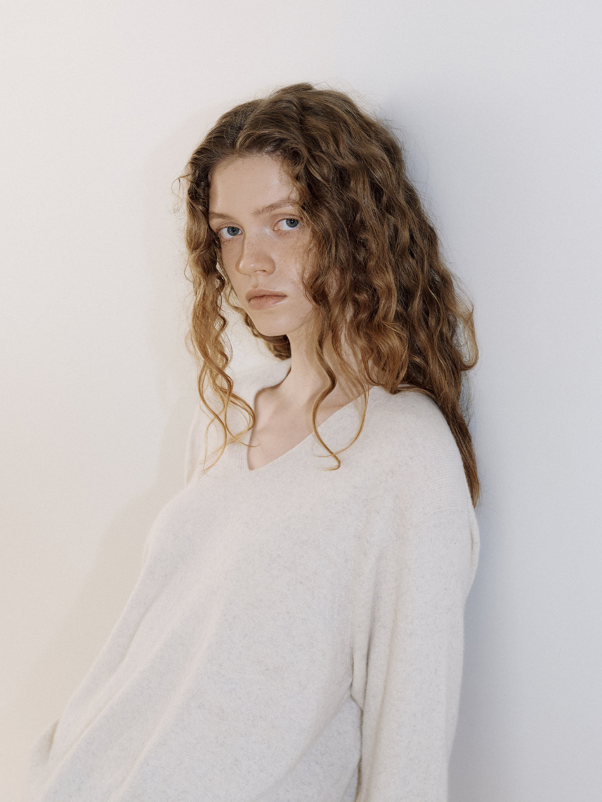 Cashmere Blend V-neck Pullover - Oatmeal 5