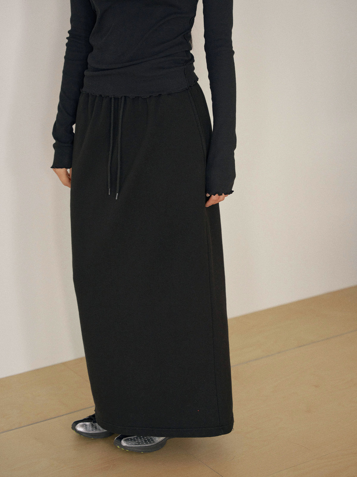 Center Slit Sweat Skirt - Black 4