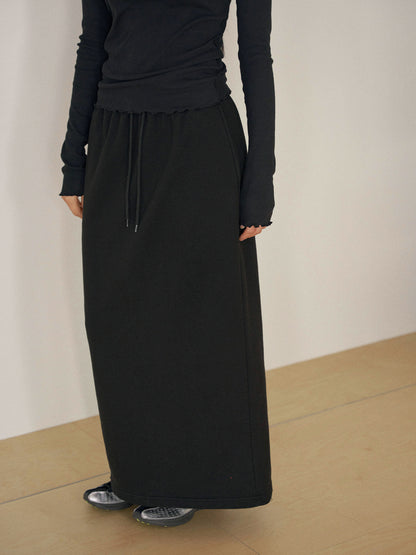 Center Slit Sweat Skirt - Black 4