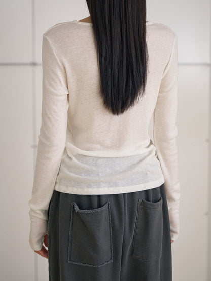 MARAN Finger Hole Long Sleeve - Ivory 商品画像13/21