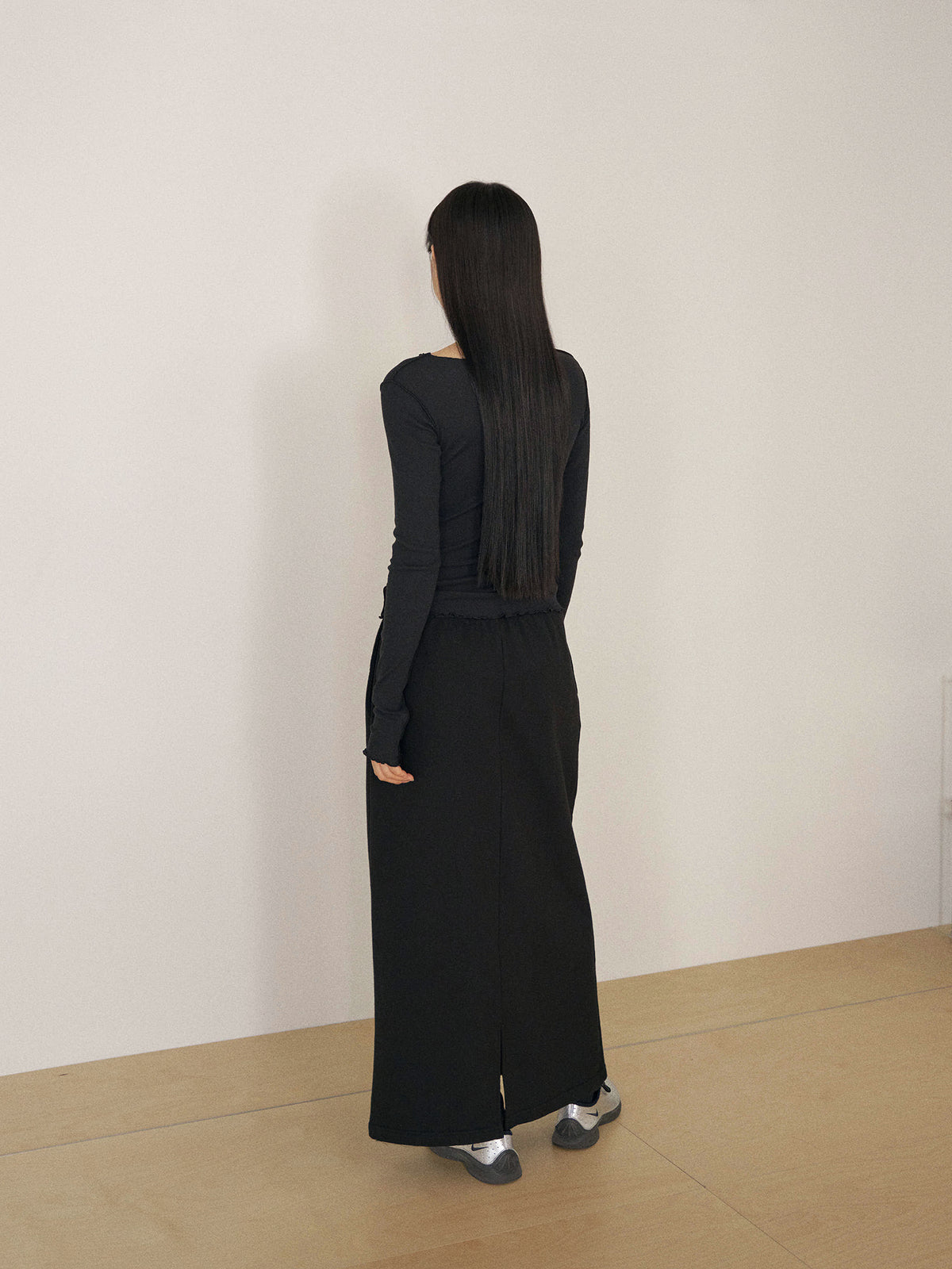 Center Slit Sweat Skirt - Black 3