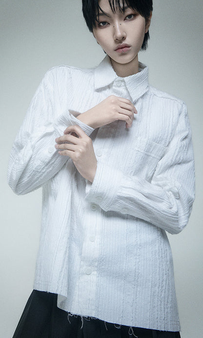 Reculer Cut-off cotton linen shirt(ホワイト) 商品画像2/6