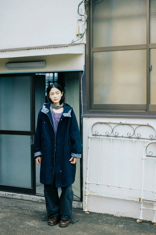 [9/21予約配送] VINTAGE FLORAL HOODED JACKET, NAVY