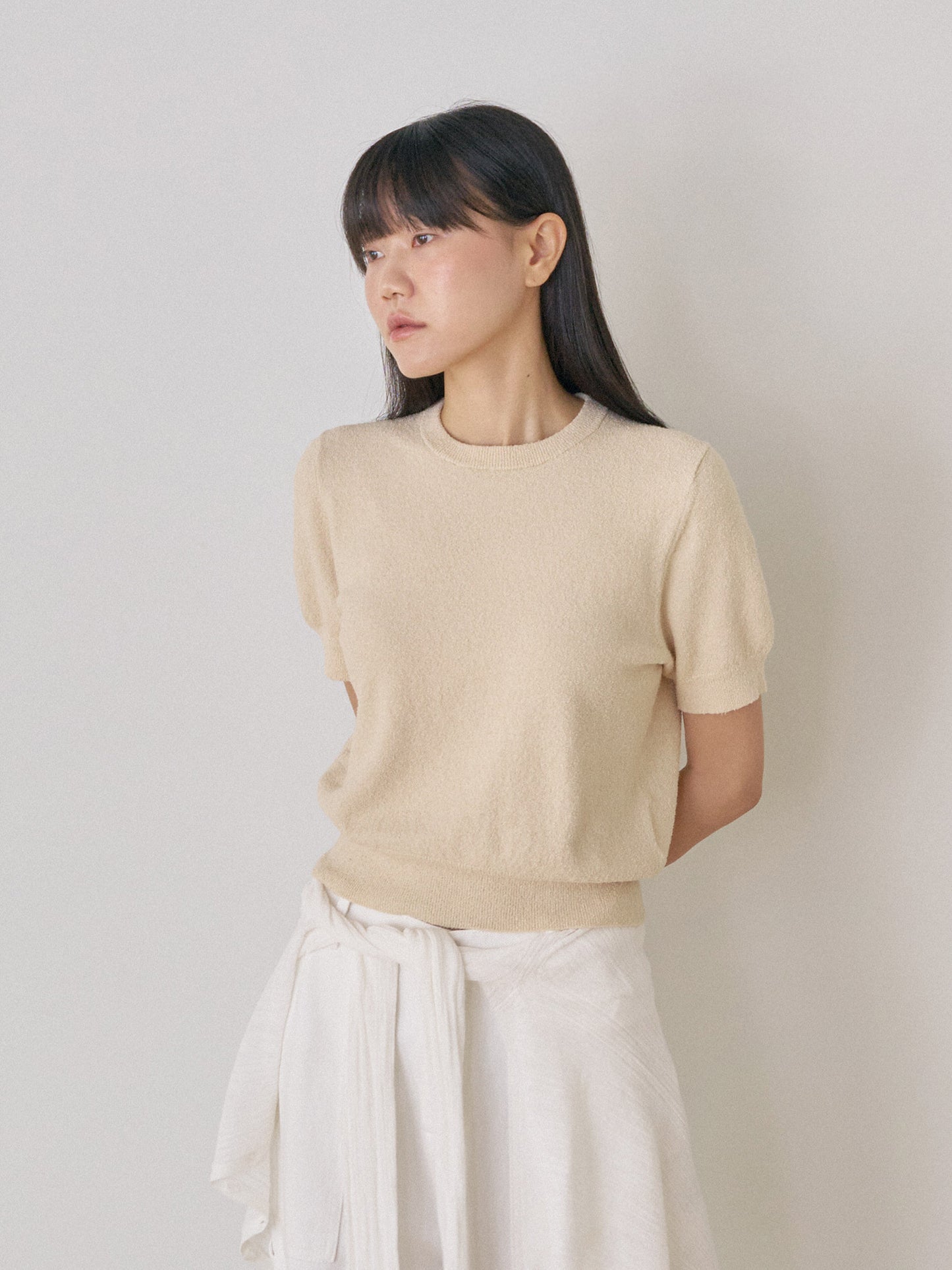 Boucle Round Half Sleeve - Beige