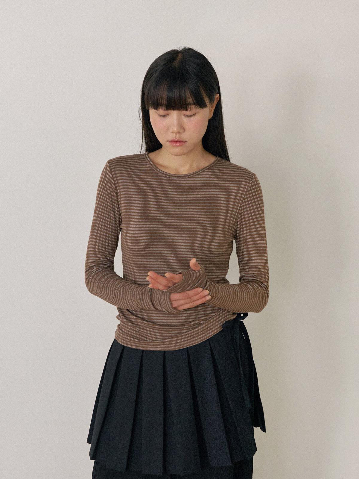 Rib Stripe Long Sleeve - Brown 4