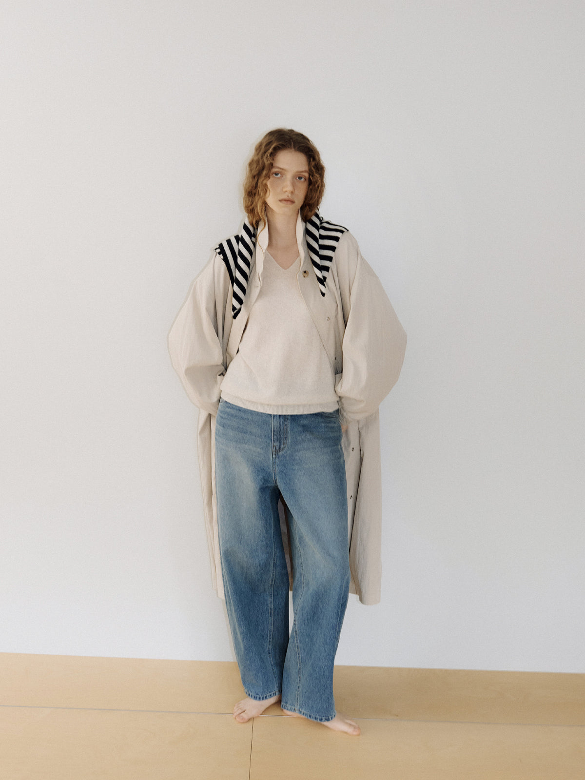 Stripe Square Scarf - Black 5