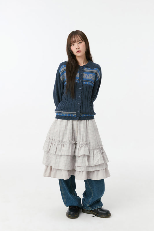 SNAIL GRAPHIC KNIT CARDIGAN, NAVY