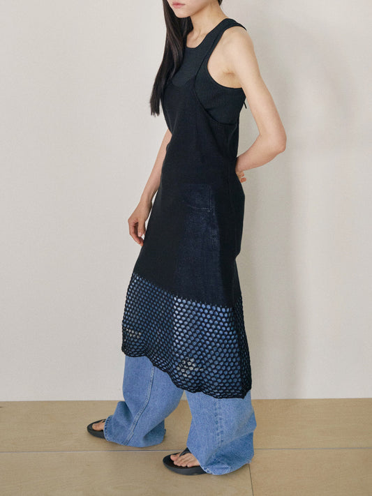 Block Sleeveless Dress - Black