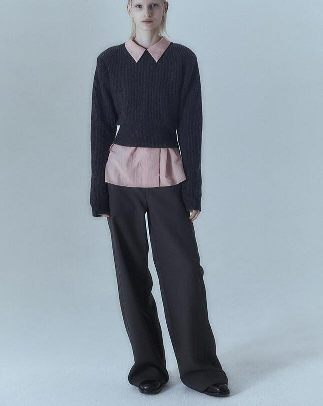 【MORE THAN YESTERDAY】Single Pleat Wide Straight Trousers