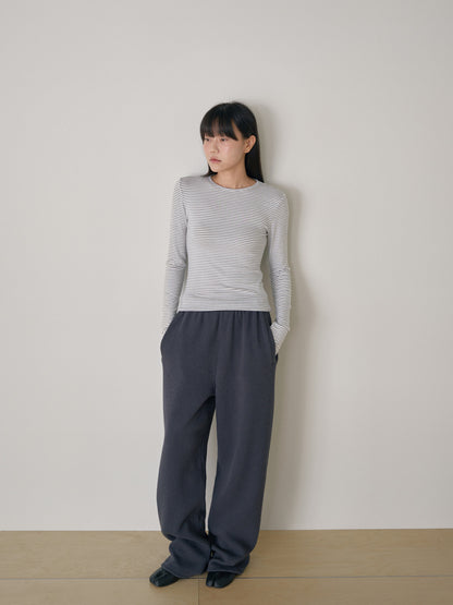Rib Stripe Long Sleeve - Ivory 3