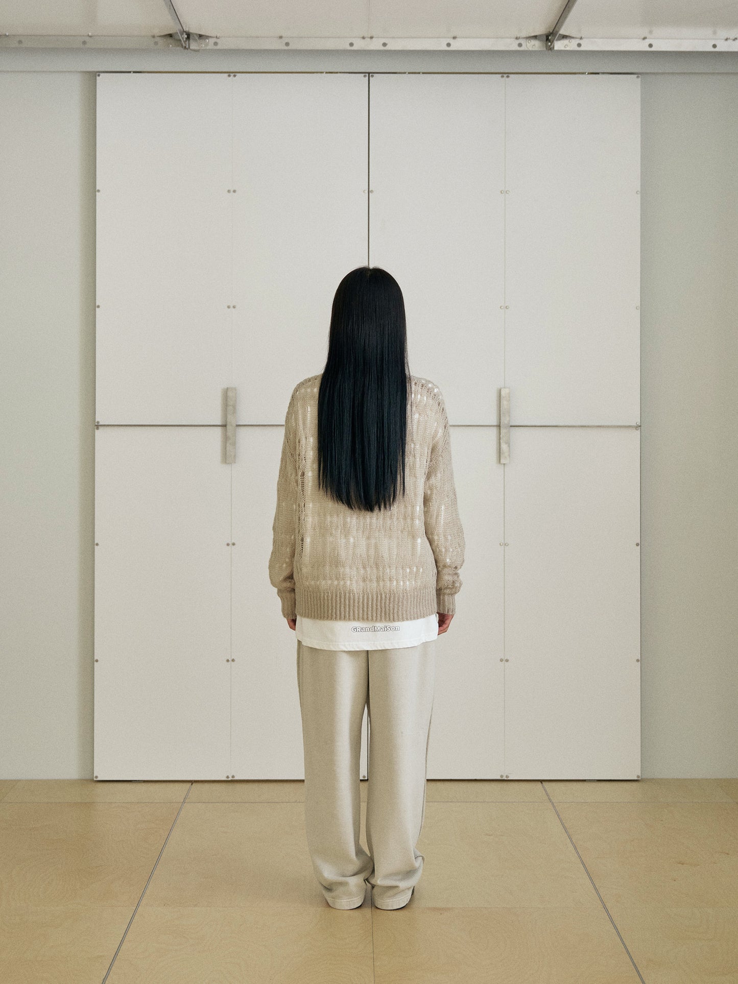 Mohair Punching Pullover-Ivory