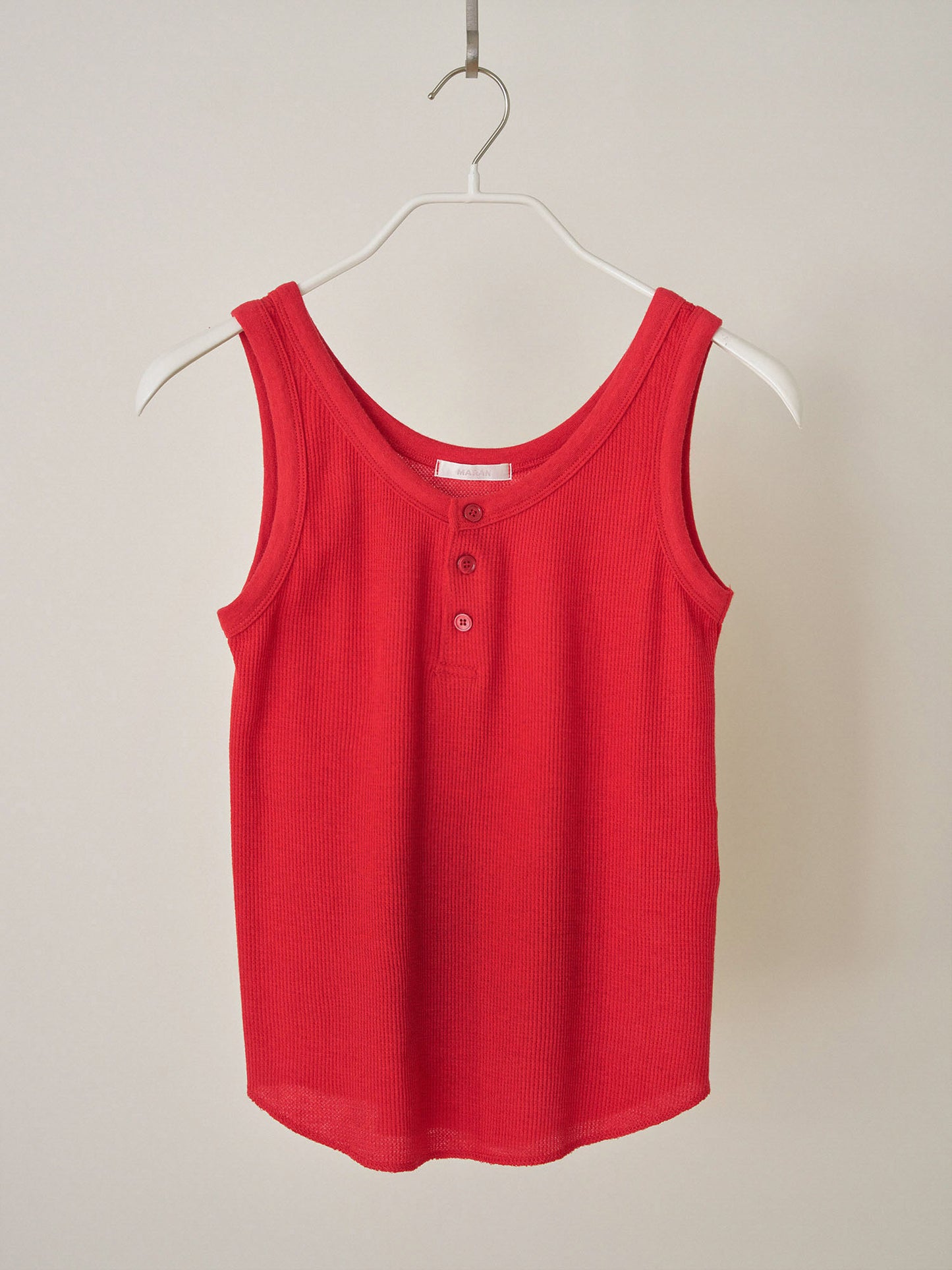 Waffle Button Sleeveless - Red
