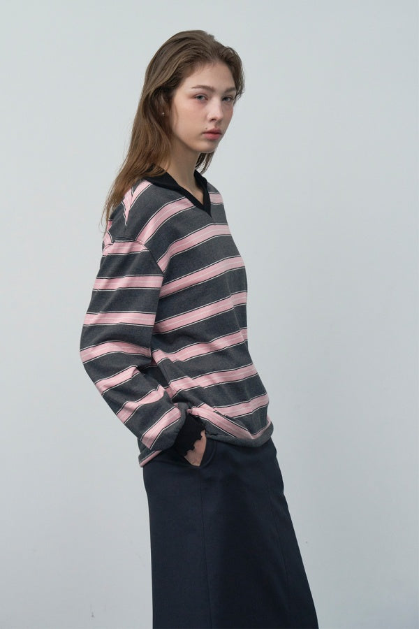 【HER&SHE 2025AW】Frill Striped Long Sleeve