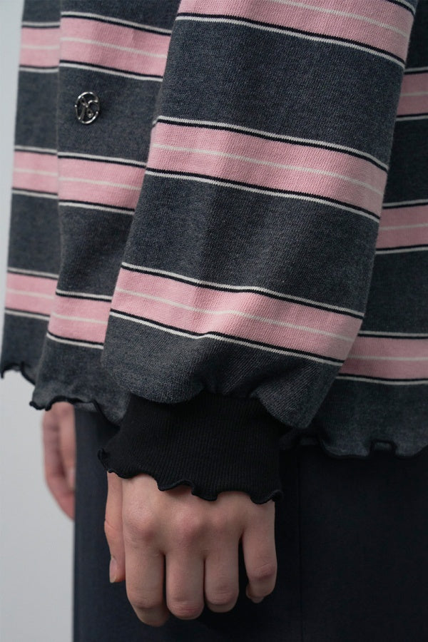 【HER&SHE 2025AW】Frill Striped Long Sleeve