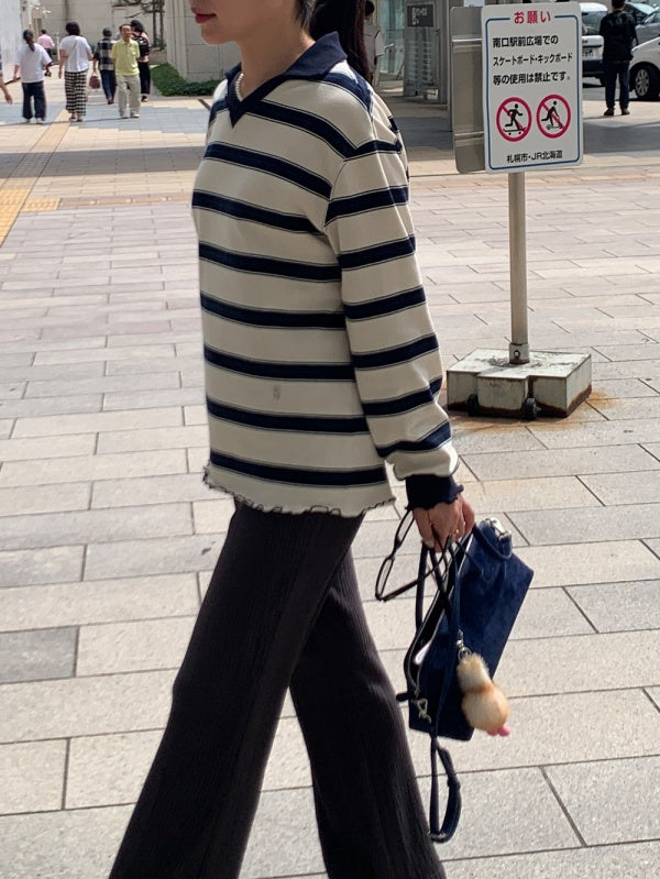 【HER&SHE 2025AW】Frill Striped Long Sleeve