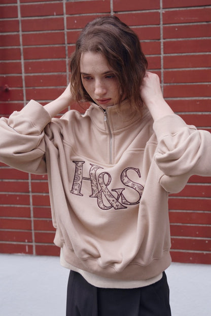 [HER&SHE 2025AW] Paisley Semi Zip-Up Sweatshirt