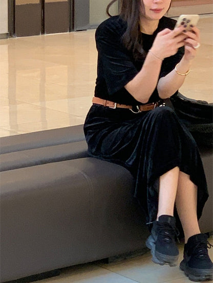 [HER&SHE 2025AW] Velvet Cozy Long Skirt