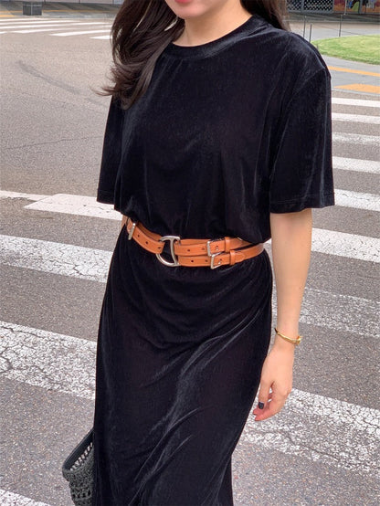 [HER&SHE 2025AW] Velvet Cozy Long Skirt
