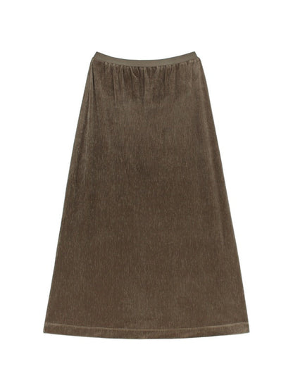 [HER&SHE 2025AW] Velvet Cozy Long Skirt