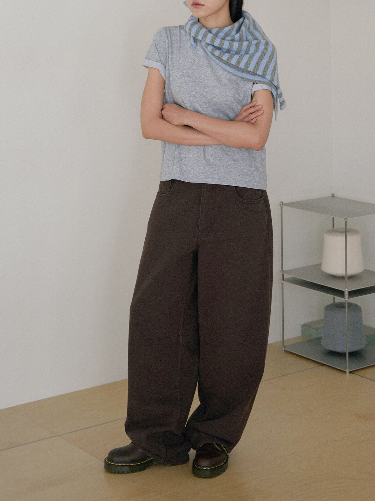 Stripe Square Scarf - Blue 11