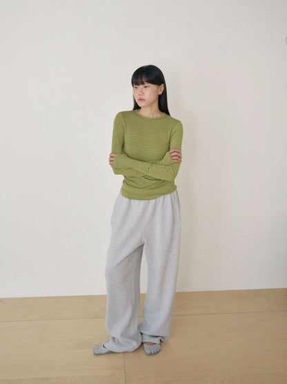 Rib Stripe Long Sleeve - Olive 5