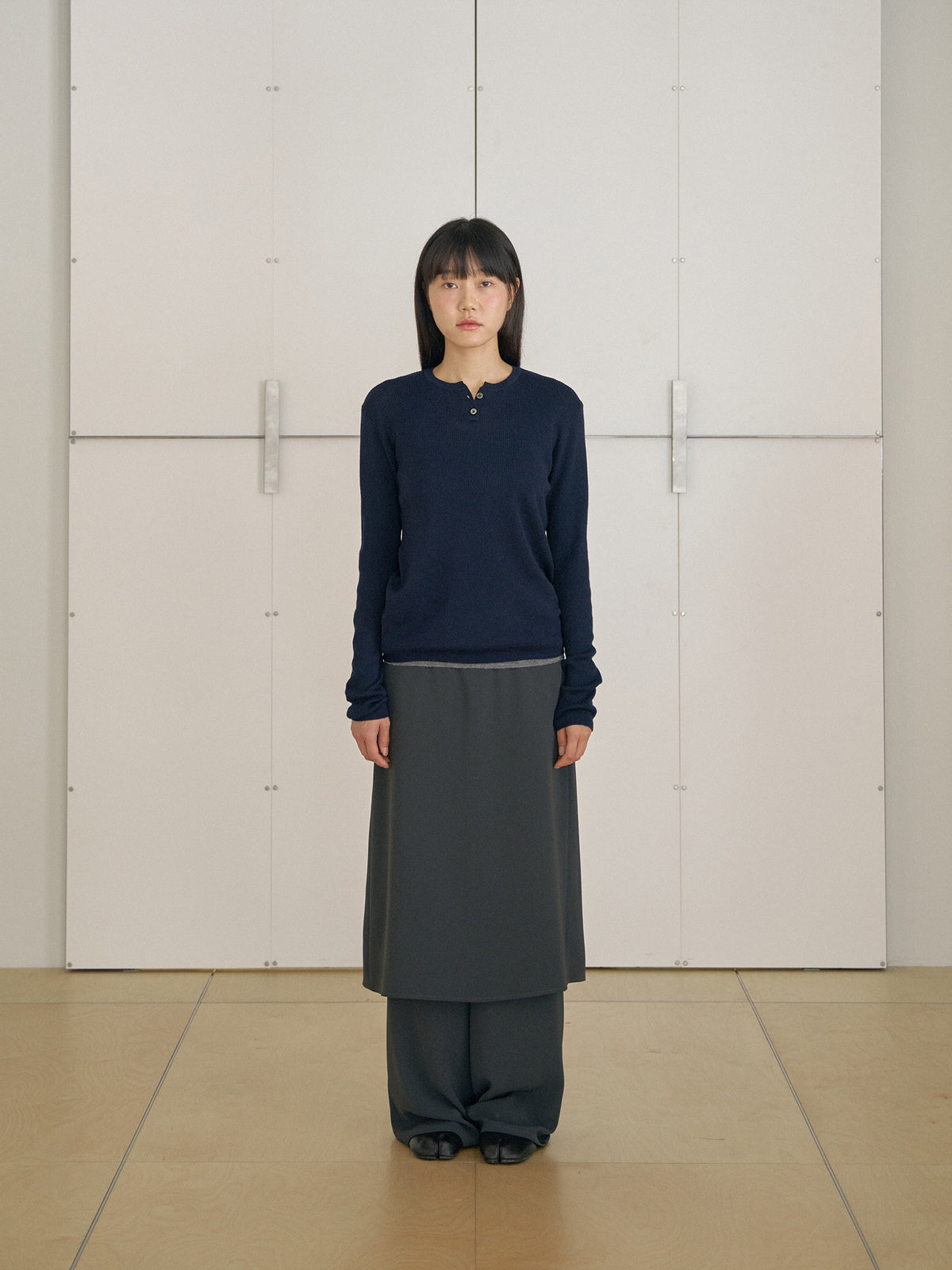 Henley Neck Pullover - Navy 12