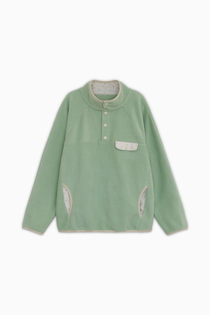FLORAL CONTRAST FLEECE PULLOVER, MINT