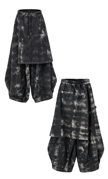 Reculer Pipe dyed denim skirt pants(ブラック) 商品画像6/6