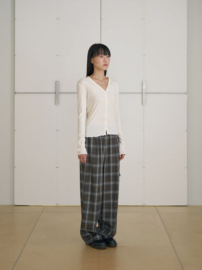 MARAN Wave V-neck Rib Cardigan - Cream 商品画像15/19