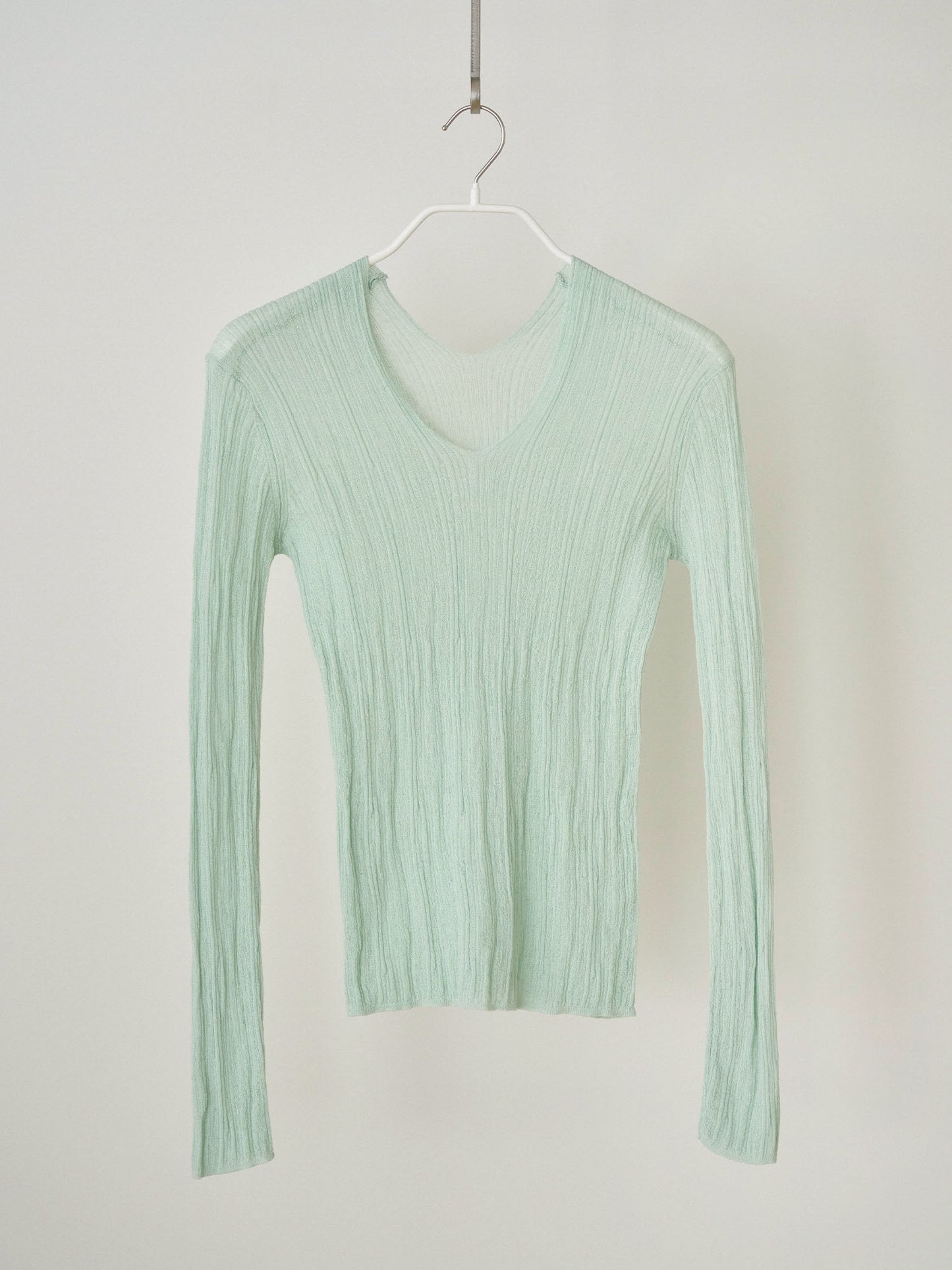 Multi Rib V-neck Pullover - Mint