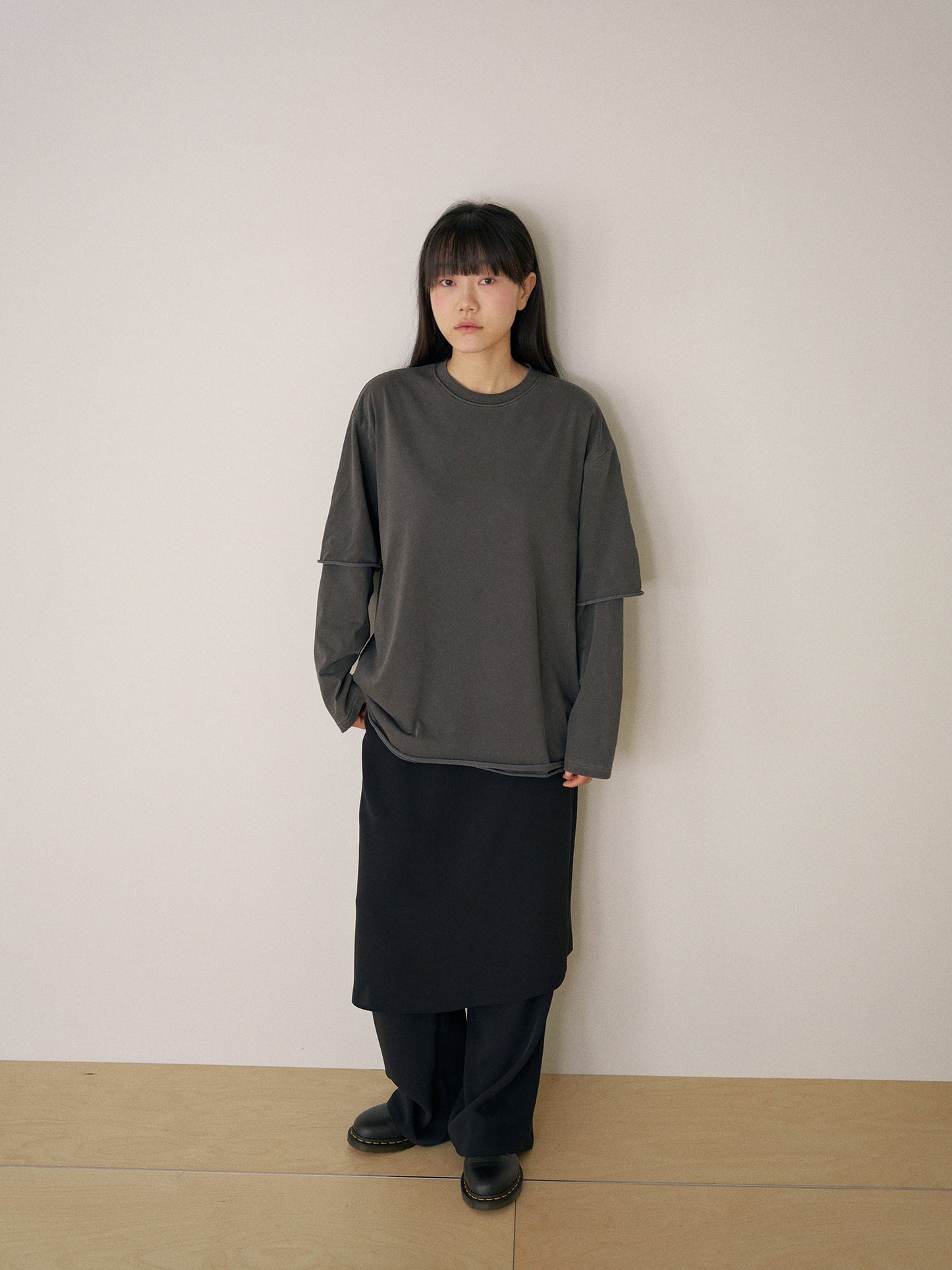 Pigment Layered Long Sleeve - Charcoal