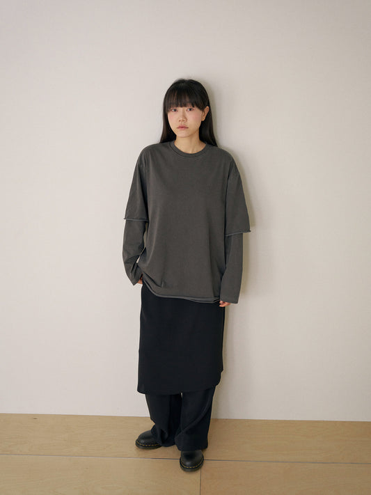Pigment Layered Long Sleeve - Charcoal
