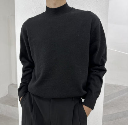 Wool Yono Half Polo BLACK 1